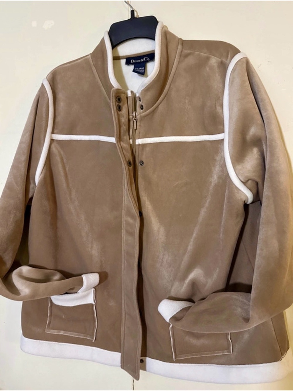 Denim&Co Tan Jacket with Cream Trim